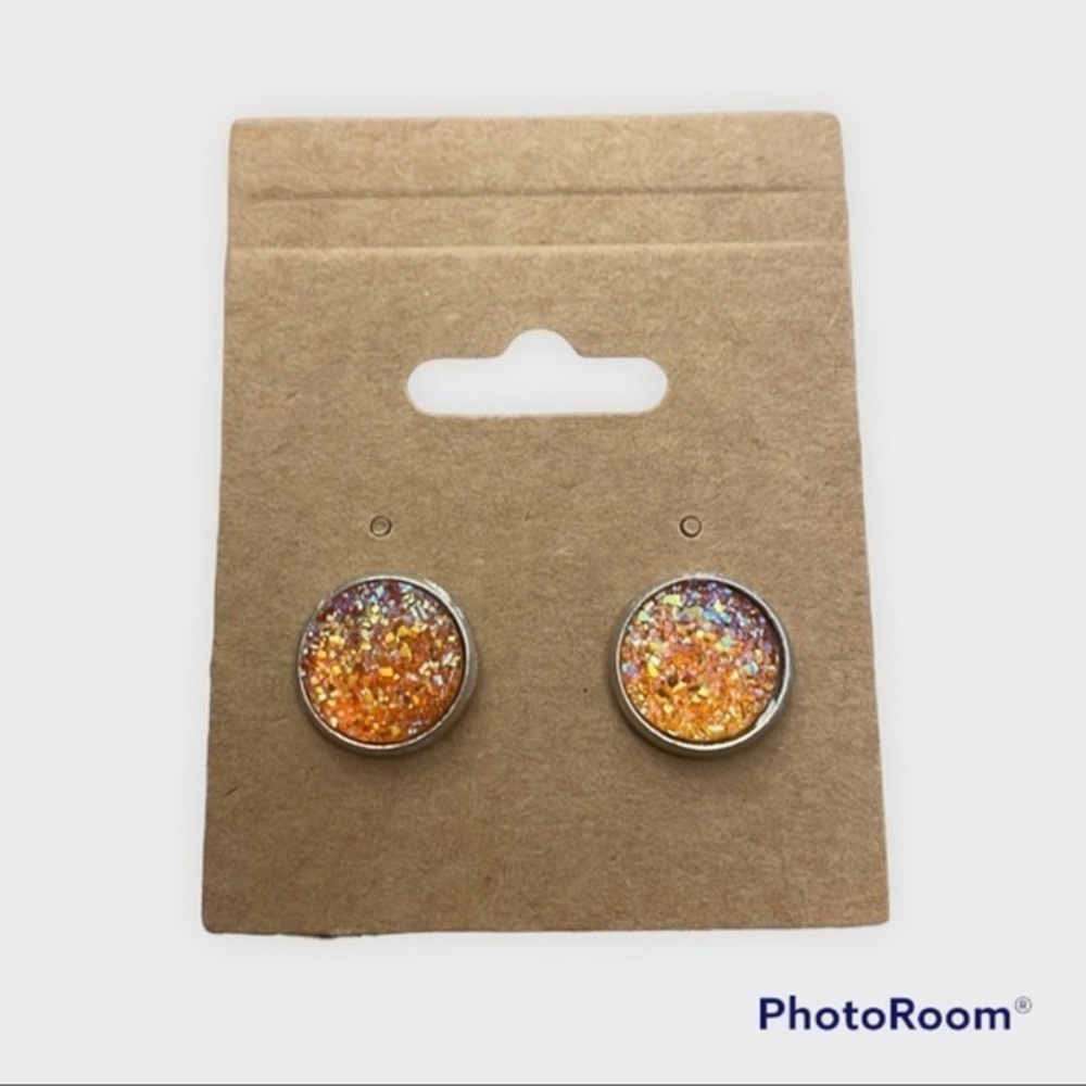 Orange 12 mm stud earrings